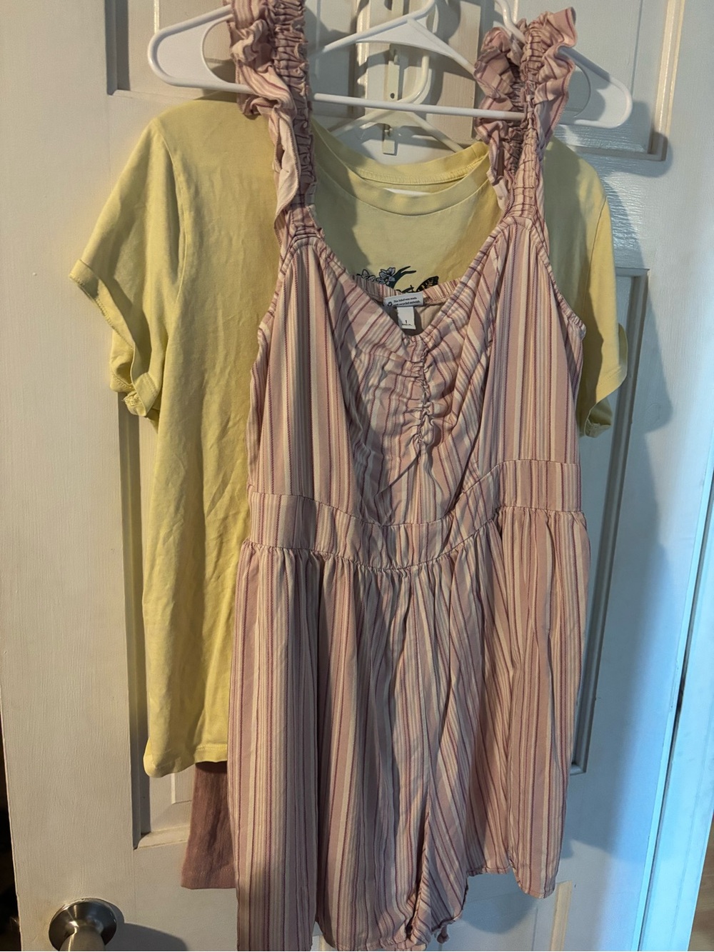 torrid Pink Striped Ruffle Strap Romper